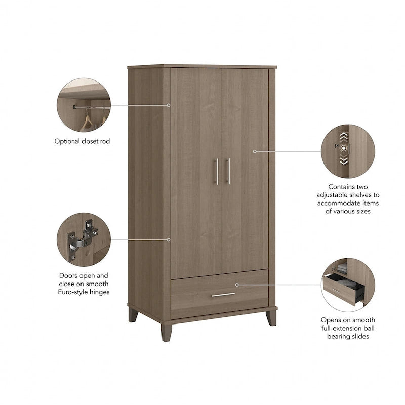 Hoge opbergkast met deuren en lade