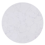 Round Dining Table with Stone Top and Wood Base