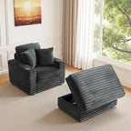 Méridienne en flanelle de coton avec pouf de rangement