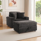 Méridienne en flanelle de coton avec pouf de rangement