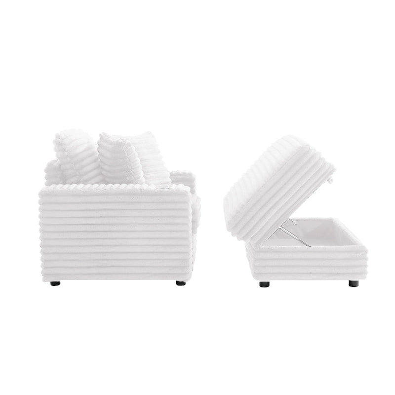 Méridienne en flanelle de coton avec pouf de rangement