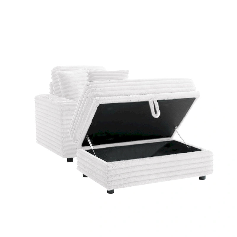 Méridienne en flanelle de coton avec pouf de rangement