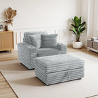 Méridienne en flanelle de coton avec pouf de rangement