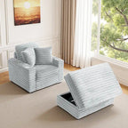 Méridienne en flanelle de coton avec pouf de rangement