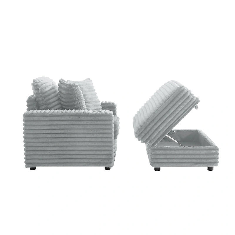 Méridienne en flanelle de coton avec pouf de rangement