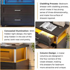 Commode à 8 tiroirs avec éclairage LED et design à colonnes