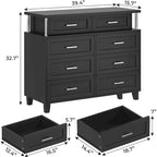 Commode à 8 tiroirs avec éclairage LED et design à colonnes
