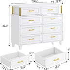 Commode à 8 tiroirs avec éclairage LED et design à colonnes