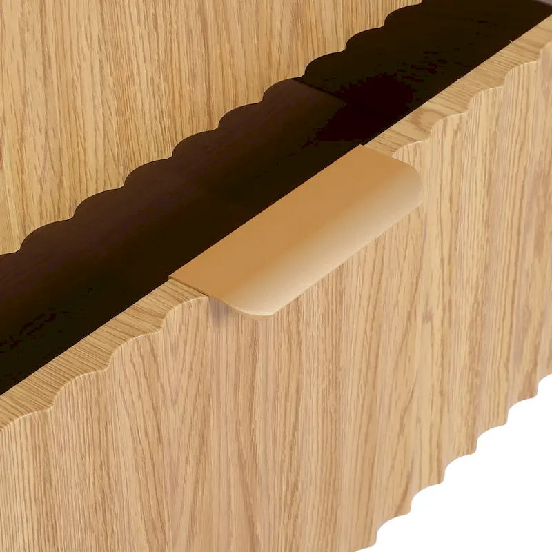 Modern Fluted 3-Drawer Dresser Chest of Drawers - Natural Oak
