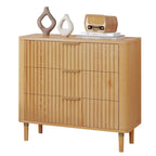 Modern Fluted 3-Drawer Dresser Chest of Drawers - Natural Oak
