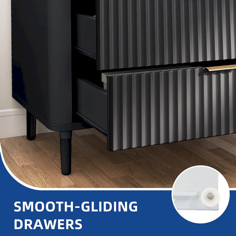Modern Fluted 3-Drawer Dresser Chest of Drawers - Natural Oak