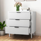Modern Fluted 3-Drawer Dresser Chest of Drawers - Natural Oak