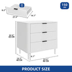 Modern Fluted 3-Drawer Dresser Chest of Drawers - Natural Oak