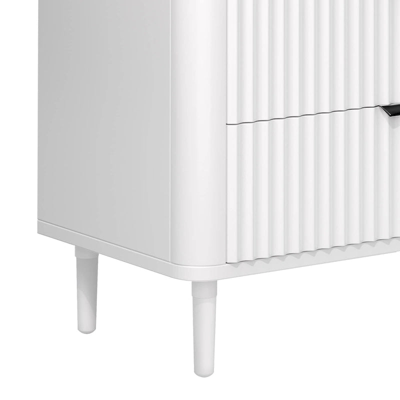 Modern Fluted 3-Drawer Dresser Chest of Drawers - Natural Oak
