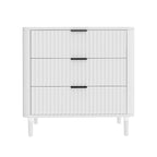 Modern Fluted 3-Drawer Dresser Chest of Drawers - Natural Oak