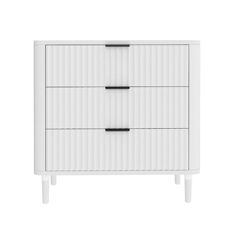 Modern Fluted 3-Drawer Dresser Chest of Drawers - Natural Oak