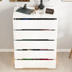 31.5" High Gloss Chest of Drawers with LED Light and Spacious Tabletop, 5 Drawers