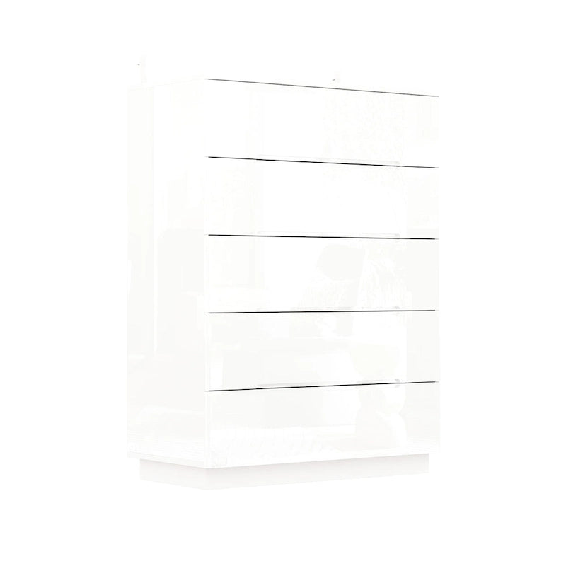 31.5" High Gloss Chest of Drawers with LED Light and Spacious Tabletop, 5 Drawers