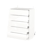 31.5" High Gloss Chest of Drawers with LED Light and Spacious Tabletop, 5 Drawers