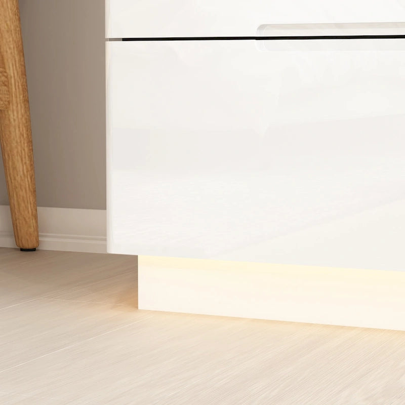 31.5" High Gloss Chest of Drawers with LED Light and Spacious Tabletop, 5 Drawers