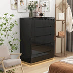 31.5" High Gloss Chest of Drawers with LED Light and Spacious Tabletop, 5 Drawers