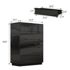 31.5" High Gloss Chest of Drawers with LED Light and Spacious Tabletop, 5 Drawers