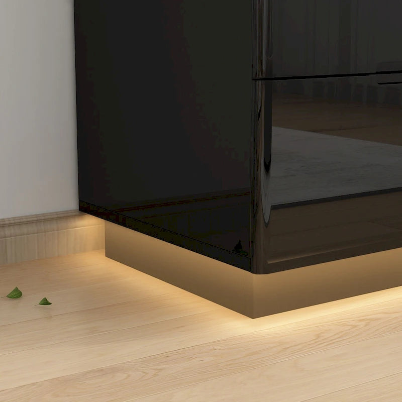 31.5" High Gloss Chest of Drawers with LED Light and Spacious Tabletop, 5 Drawers