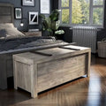 Rustic Weathered Oak Storage Bench