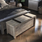 Rustic Weathered Oak Storage Bench