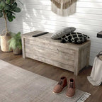 Rustic Weathered Oak Storage Bench