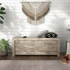 Rustic Weathered Oak Storage Bench