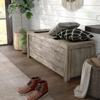 Rustic Weathered Oak Storage Bench
