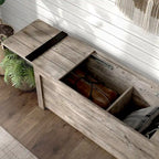 Rustic Weathered Oak Storage Bench