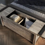 Rustic Weathered Oak Storage Bench