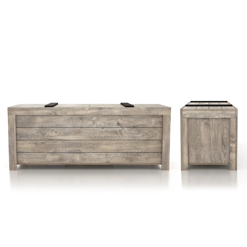 Rustic Weathered Oak Storage Bench