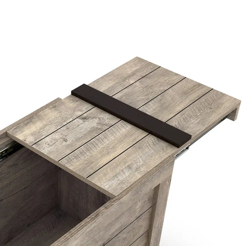 Rustic Weathered Oak Storage Bench