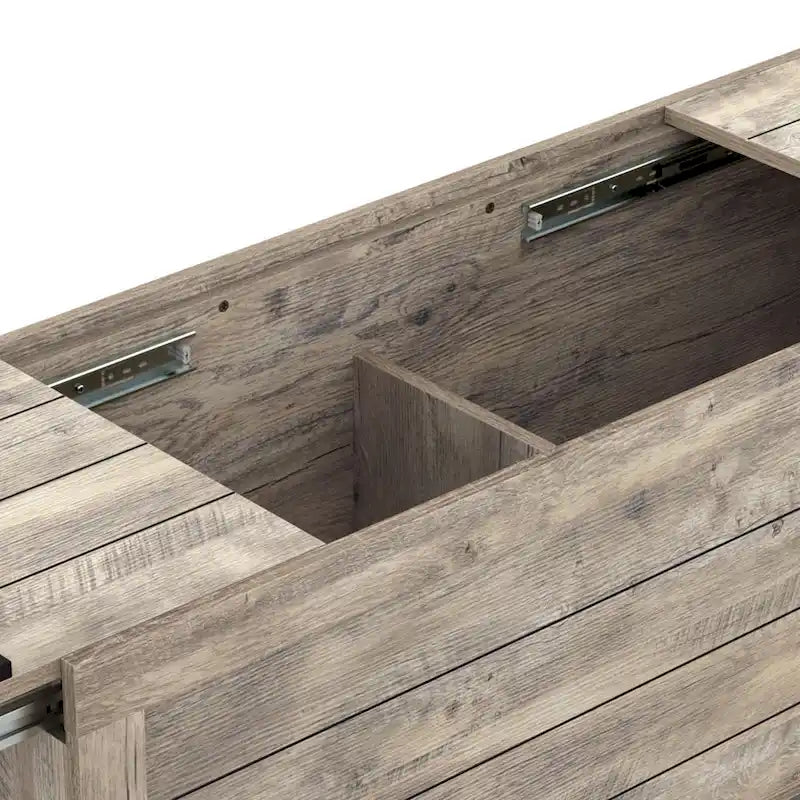Rustic Weathered Oak Storage Bench