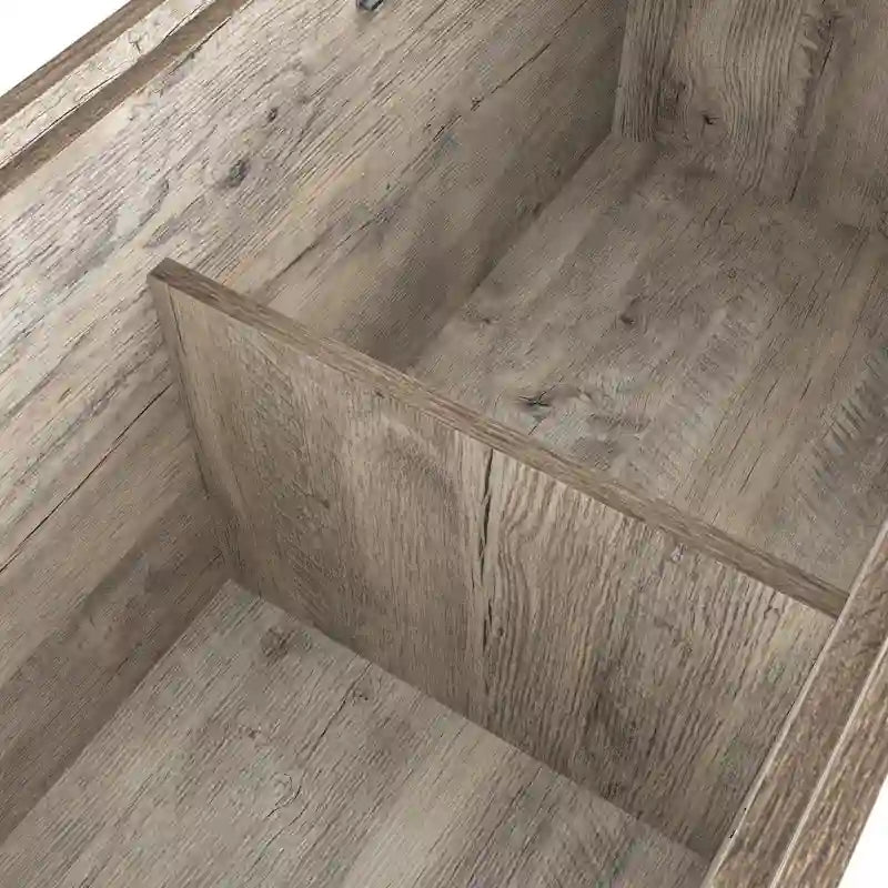 Rustic Weathered Oak Storage Bench