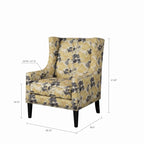 Fauteuil d’appoint à oreilles à motif floral jaune