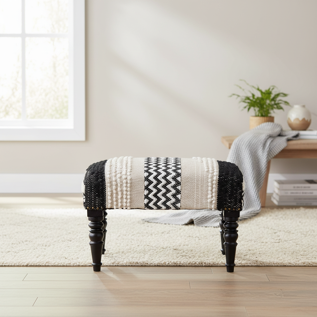 Handmade Cotton Dhurrie Footstool