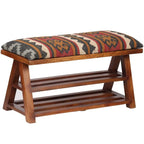 Handmade Kilim Upholstered Wooden Storage Bench - 30 W x 12.5 L x 16 H