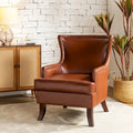 Fauteuil à oreilles moderne de style mi-siècle en similicuir végétalien