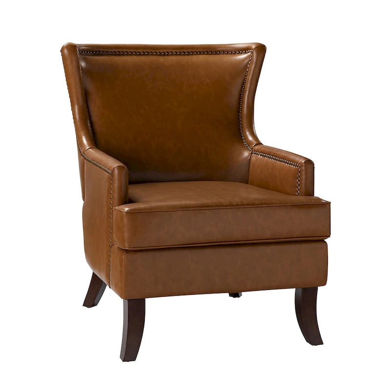 Fauteuil à oreilles moderne de style mi-siècle en similicuir végétalien