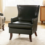Fauteuil à oreilles moderne de style mi-siècle en similicuir végétalien