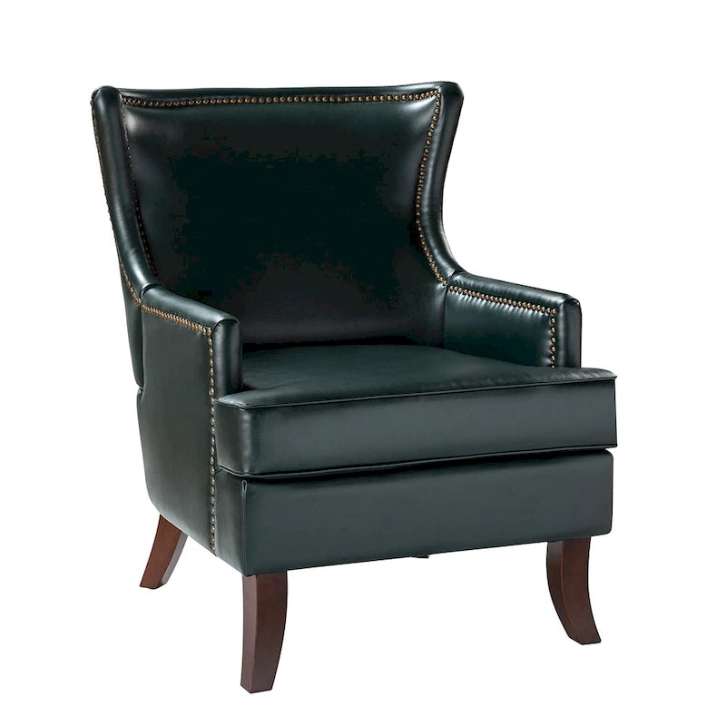 Fauteuil à oreilles moderne de style mi-siècle en similicuir végétalien