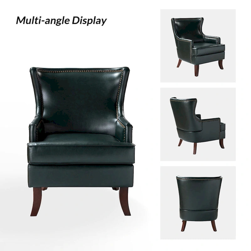 Fauteuil à oreilles moderne de style mi-siècle en similicuir végétalien
