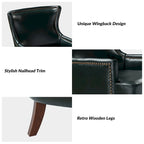 Fauteuil à oreilles moderne de style mi-siècle en similicuir végétalien