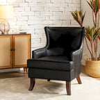 Fauteuil à oreilles moderne de style mi-siècle en similicuir végétalien
