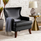 Fauteuil à oreilles moderne de style mi-siècle en similicuir végétalien