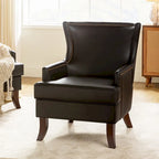 Fauteuil à oreilles moderne de style mi-siècle en similicuir végétalien